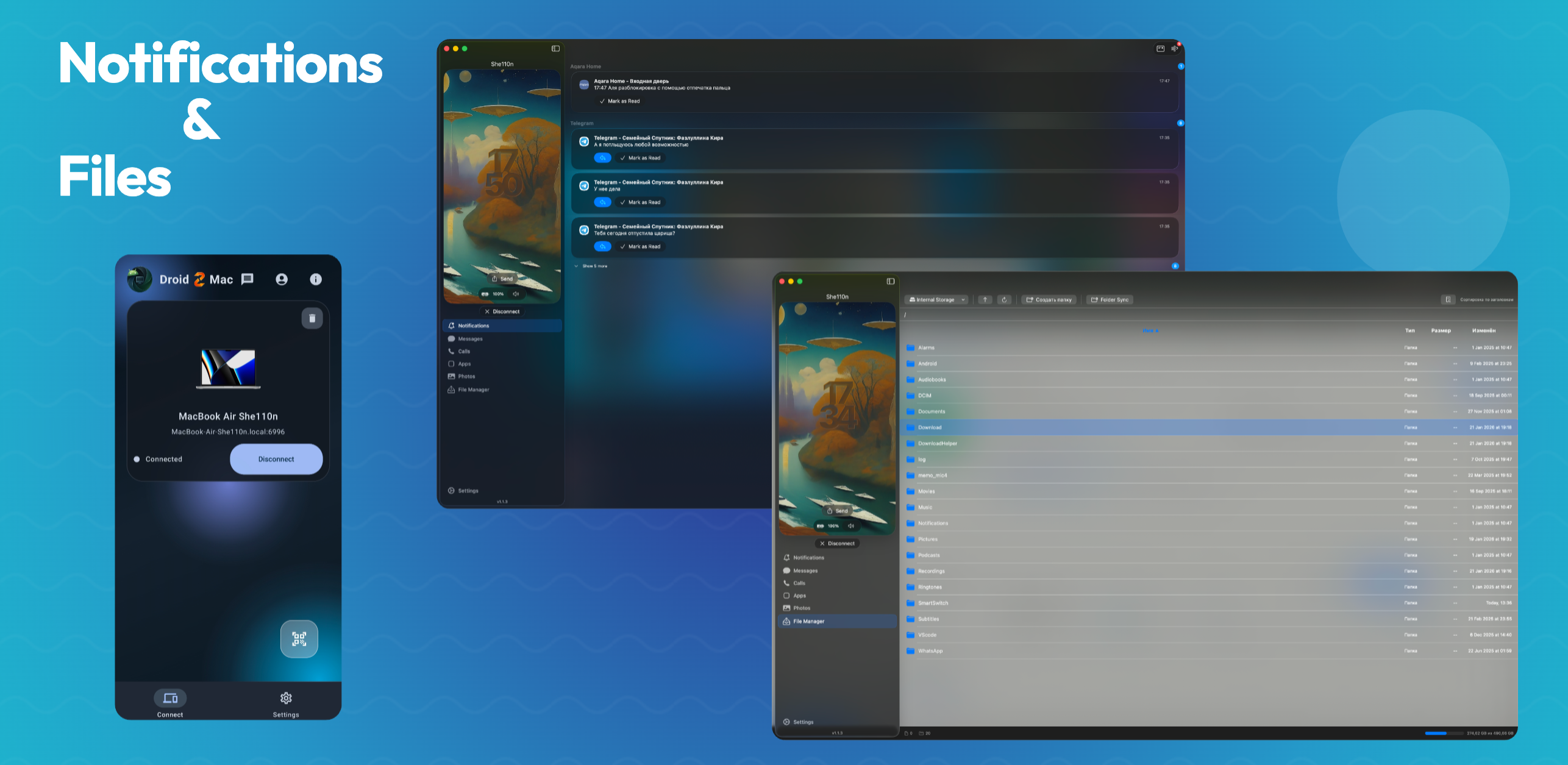 Android Driod Droid2Mac - sync Android with macOS and Mac